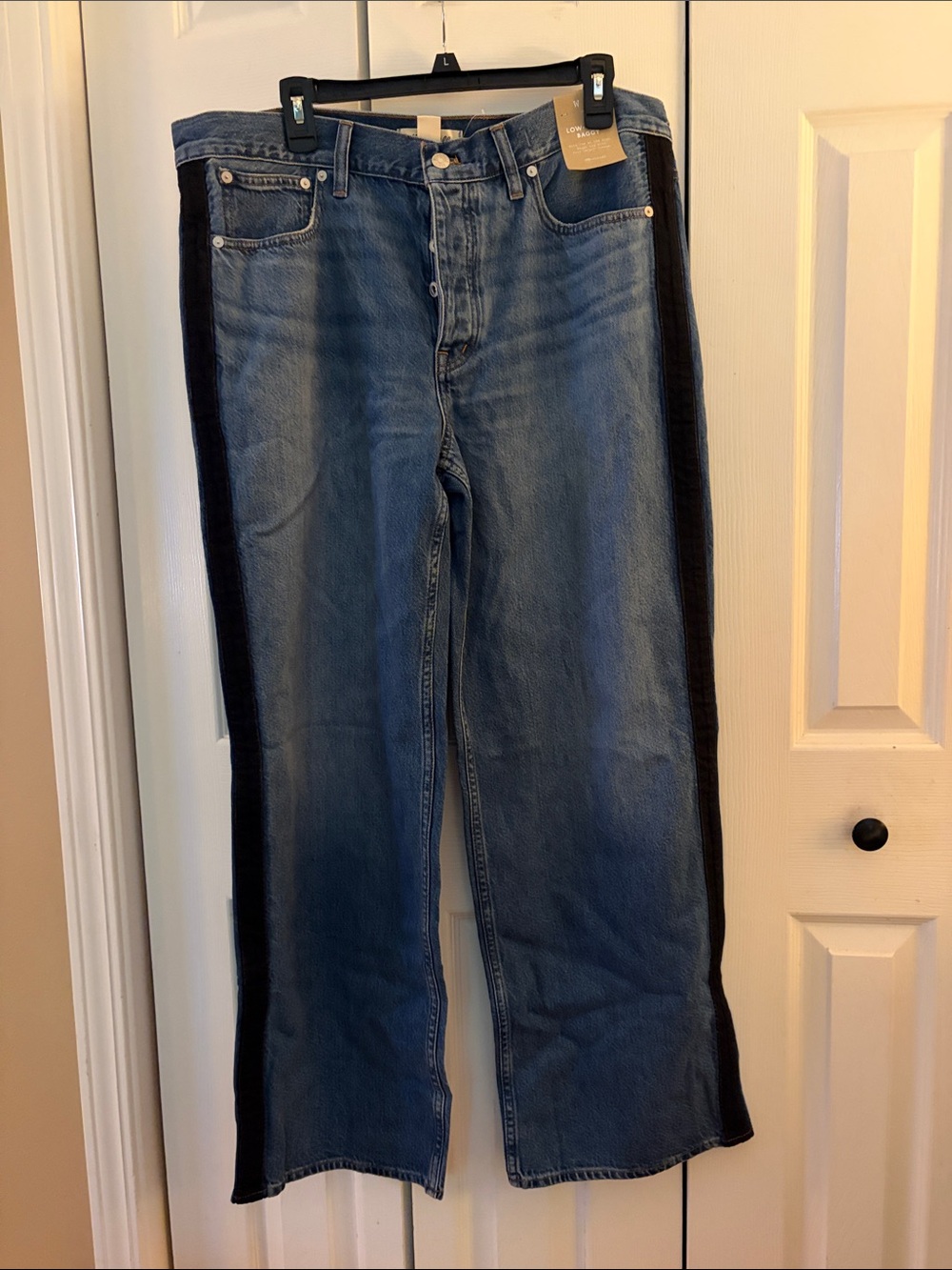 Madewell Low-slung baggy Wide-Leg Jeans with Black Side Panels